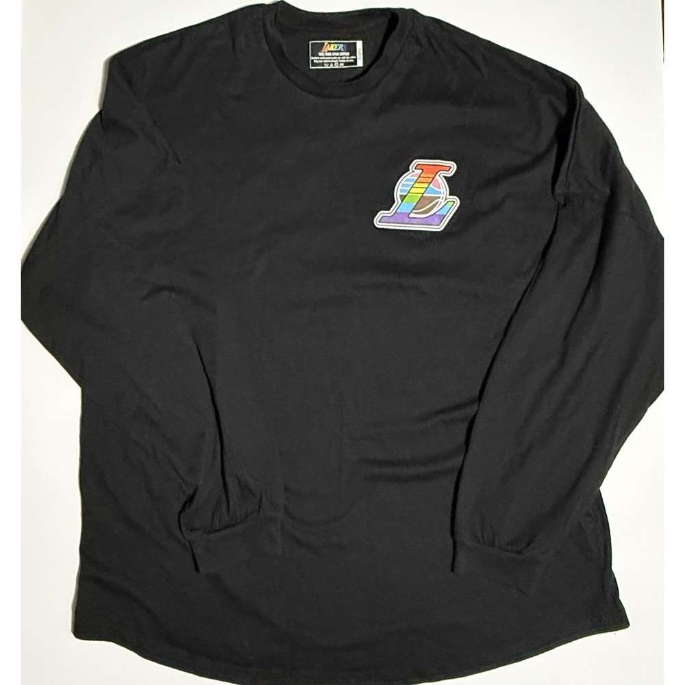 Lakers Pride Night Rainbow Long Sleeve Shirt Men's‎ XL Black NBA Tee